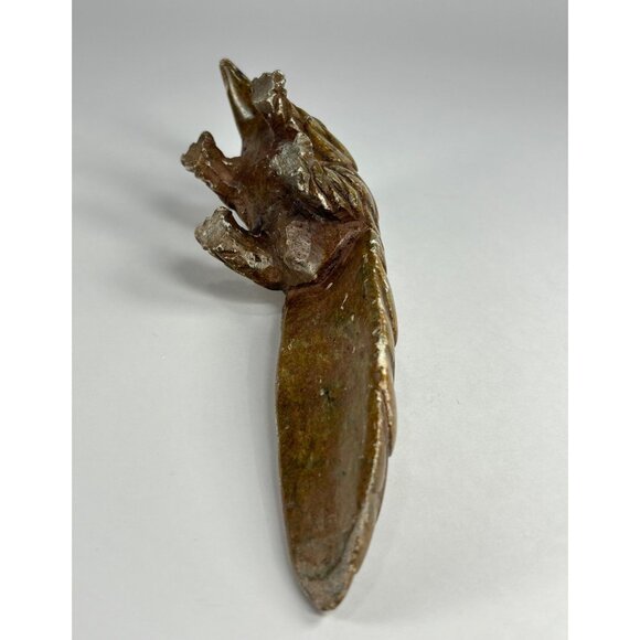 VTG Pangolin Stone Sculpture Handmade Handcarved Brown Verdite Stone Paperweight - Picture 8 of 12